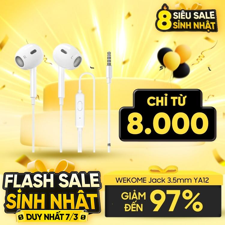 Tai Nghe Có Dây Jack 3.5mm WEKOME YA12 Hi-Fi Micro Và Phím Điều Chỉnh Âm Lượng