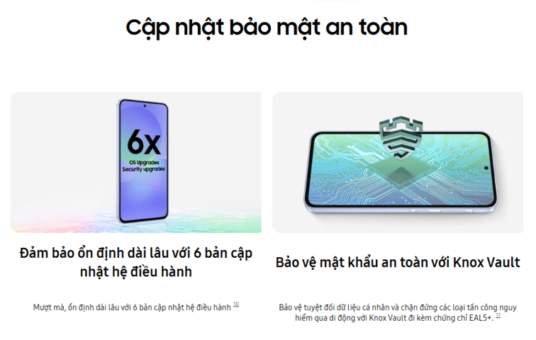 Galaxy A36 cập nhật l&acirc;u d&agrave;i