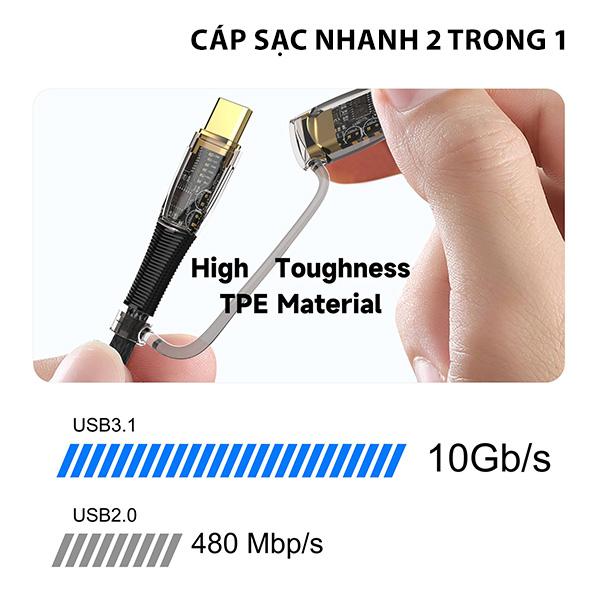 Cáp Sạc Nhanh LITO LD12 2 in 1 | C to C 60W | C to L 27W Chính Hãng