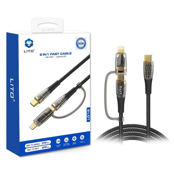 Cáp Sạc Nhanh LITO LD12 2 in 1 | C to C 60W | C to L 27W Chính Hãng