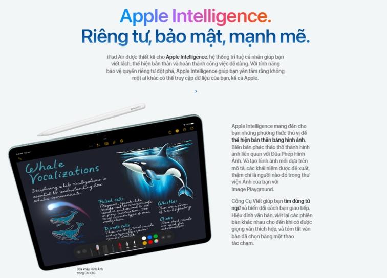 Apple Intelligence tr&ecirc;n ipad air m3