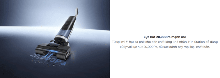 Lực h&uacute;t mạnh mẽ 20.000Pa