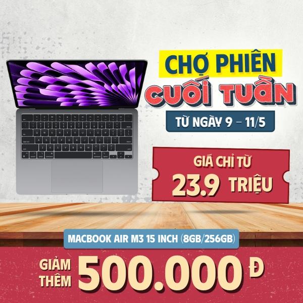 MacBook Air M3 15 Inch 8 CPU 10 GPU (8GB/256GB) | Chính Hãng Apple Việt Nam