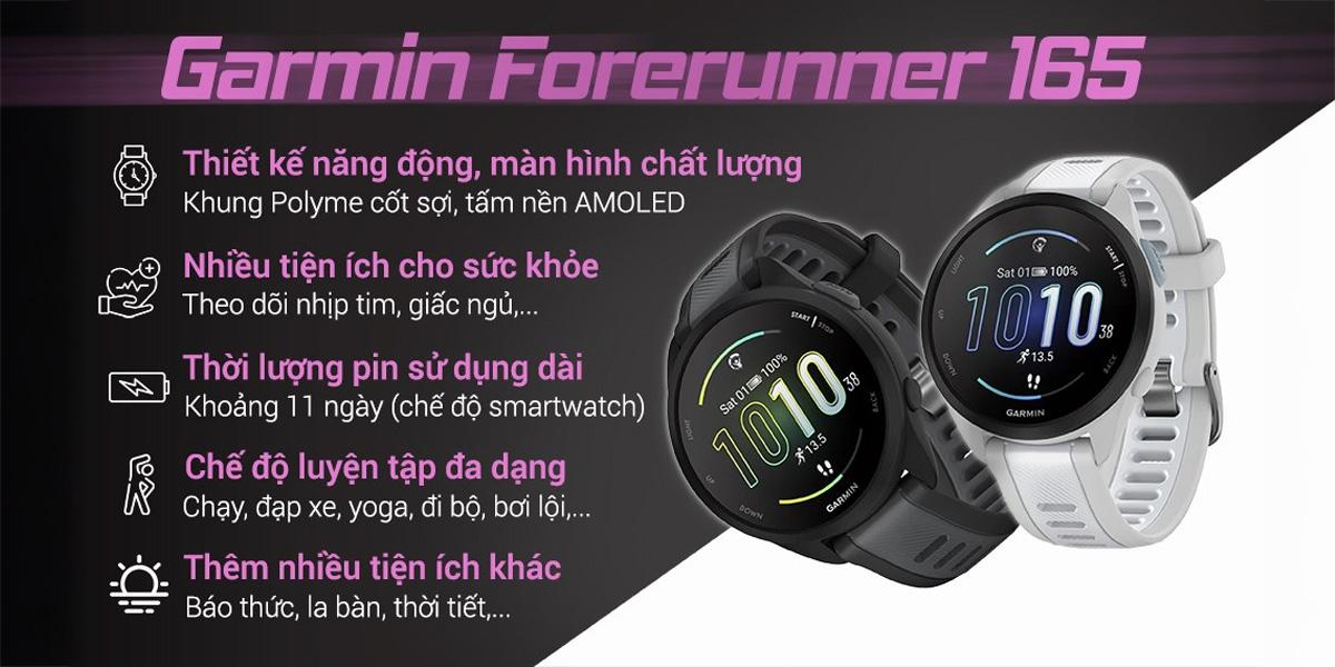 Đồng hồ thông minh Garmin Forerunner 165 43mm Chính Hãng