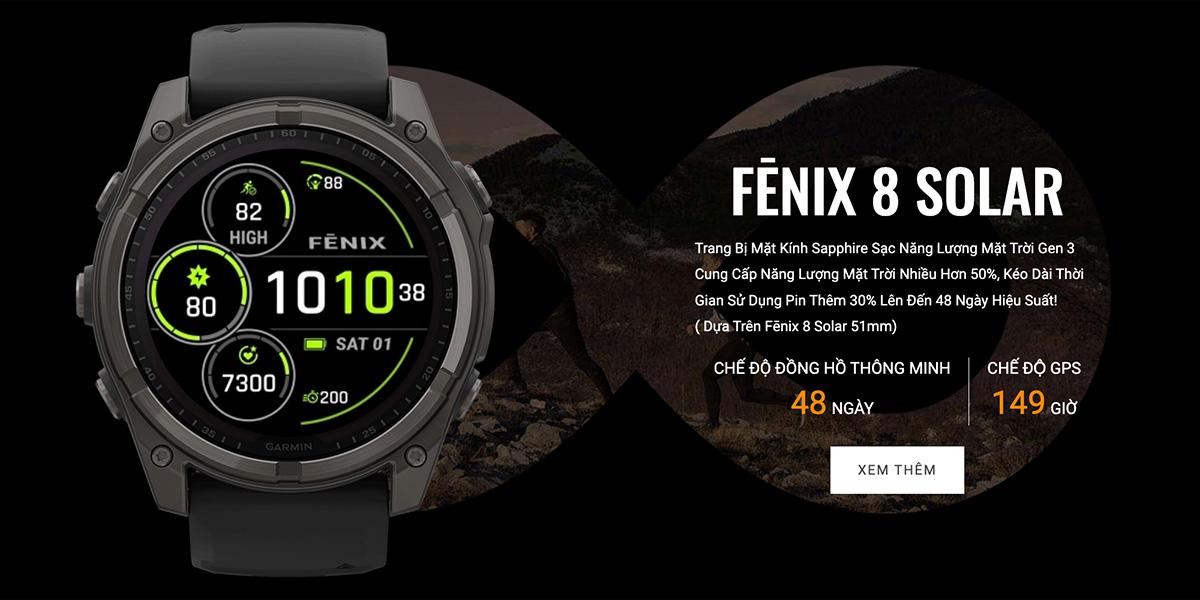 Đồng Hồ Thông Minh Garmin Fenix 8 Solar 51mm Chính Hãng