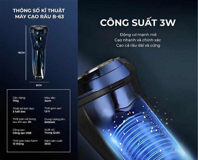Hiệu năng vượt trội với c&ocirc;ng suất 3W mạnh mẽ
