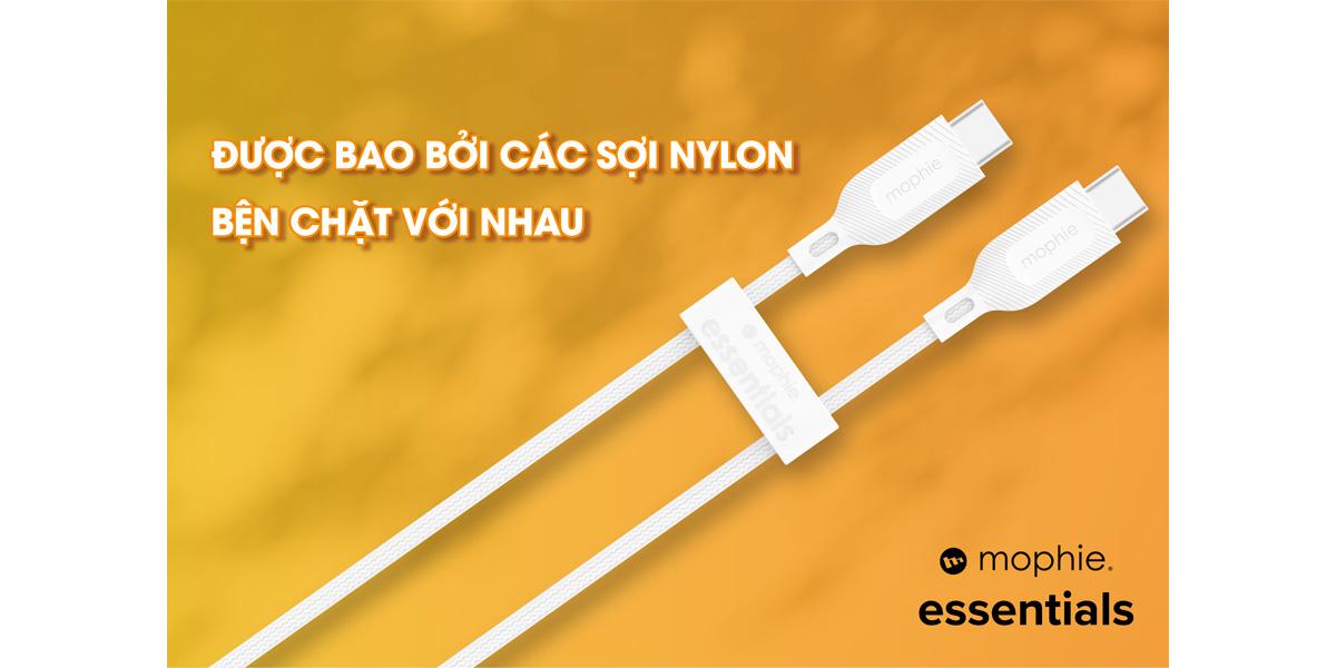 Cáp Sạc Nhanh Mophie Essential Type-C to Type-C 60W 2M Chính Hãng