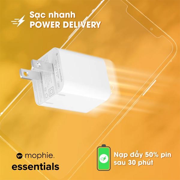 Củ Sạc Nhanh Mophie Essentials 40W 1C GaN Chính Hãng