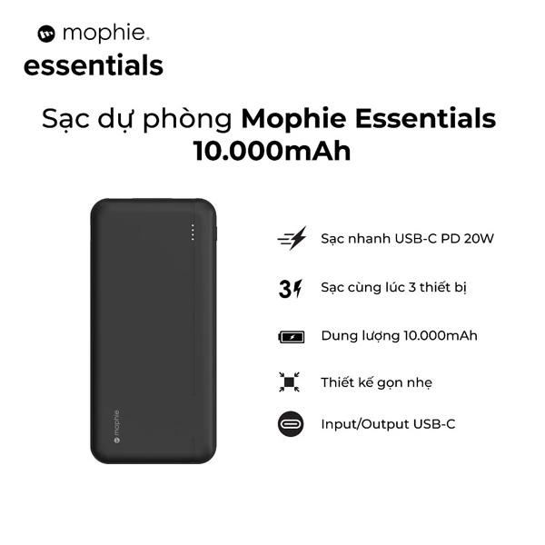 Pin Sạc Dự Phòng Mophie Essentials Powerstation PD 20W 10.000mAh Chính Hãng