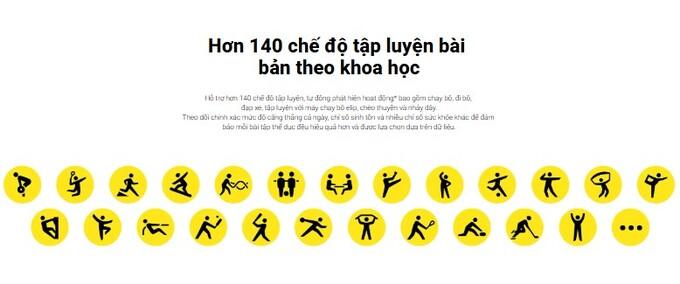 Hơn 140 chế độ tập luyện