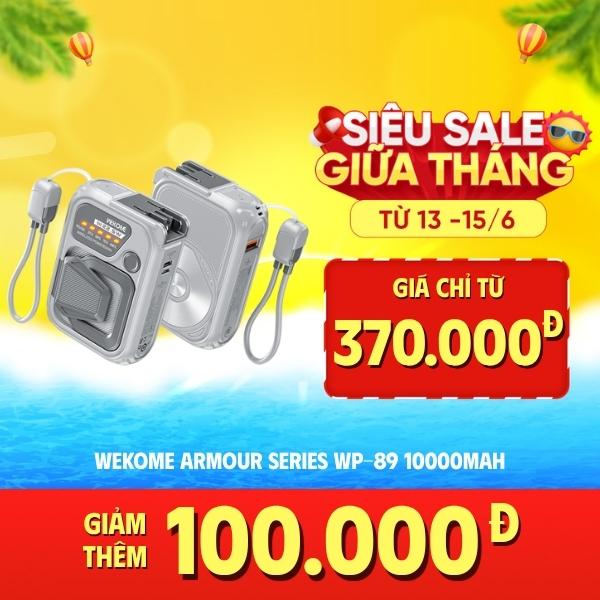 Pin Sạc Dự Phòng WEKOME Armour Series WP-89 10.000mAh 22.5W, Sạc Magsafe Kiêm Củ Sạc, Kèm Dây Sạc Type-C To Lightning