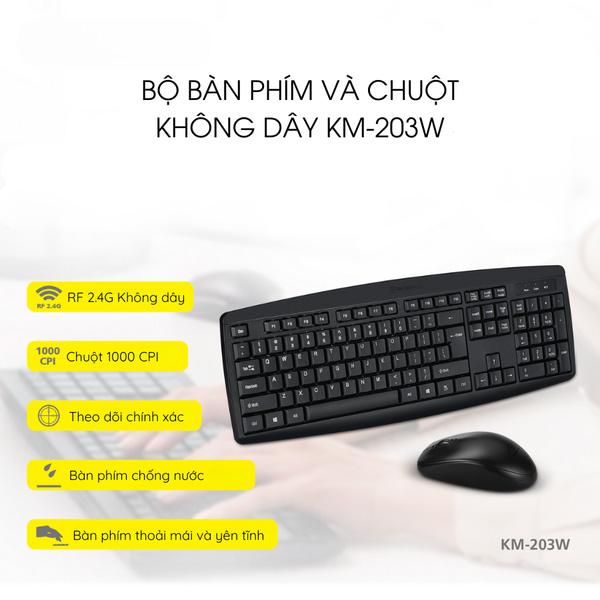 Bộ Bàn Phím Chuột Không Dây MicroPack iFree Lite KM-203W Chính Hãng