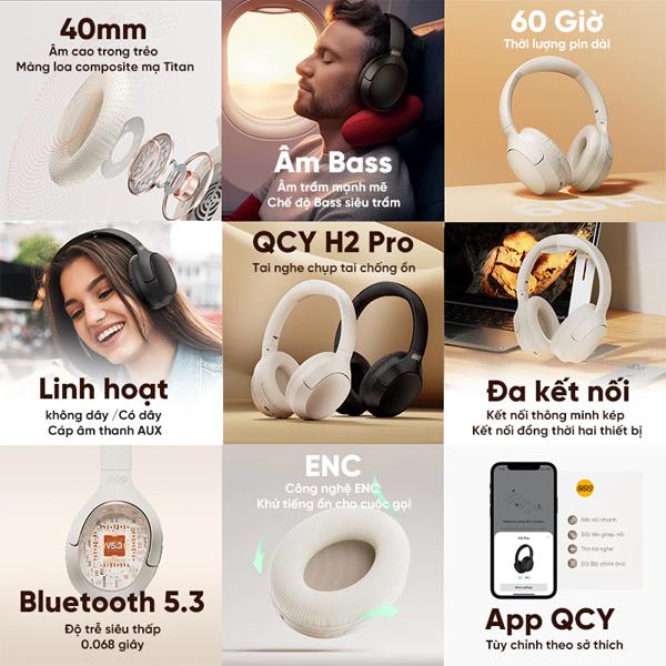Tai Nghe Bluetooth Chụp Tai QCY H2 Pro Chính Hãng