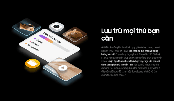 Kh&ocirc;ng gian lưu trữ lớn cho mọi nhu cầu