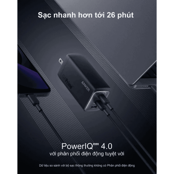 Củ Sạc Nhanh Anker A2148 737 3 Cổng GaNPrime 120W Chính Hãng