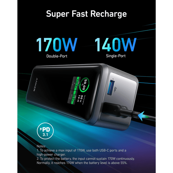 Pin sạc dự phòng Anker Prime A1340 2C1A 27650mAh 250W chính hãng 
