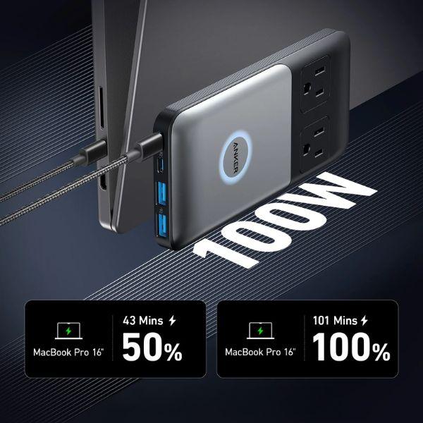 Đế Sạc Anker 727 GaN Prime 2AC + 2C + 2A 100W A9126 Chính Hãng 