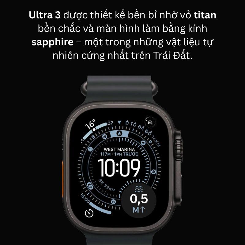Apple Watch Ultra 3 49mm GPS + Cellular Viền Titanium Đen - Dây Ocean Chính Hãng Apple Việt Nam