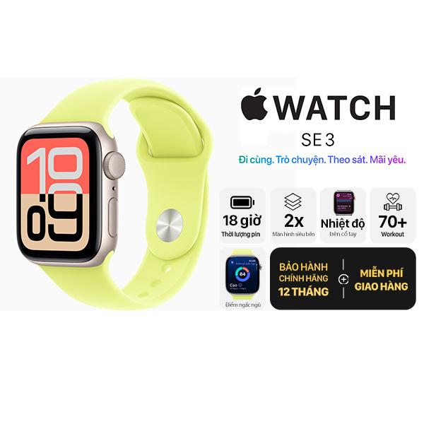 Apple Watch SE 3 44mm GPS Viền Nhôm Dây Cao Su Chính Hãng Apple Việt Nam
