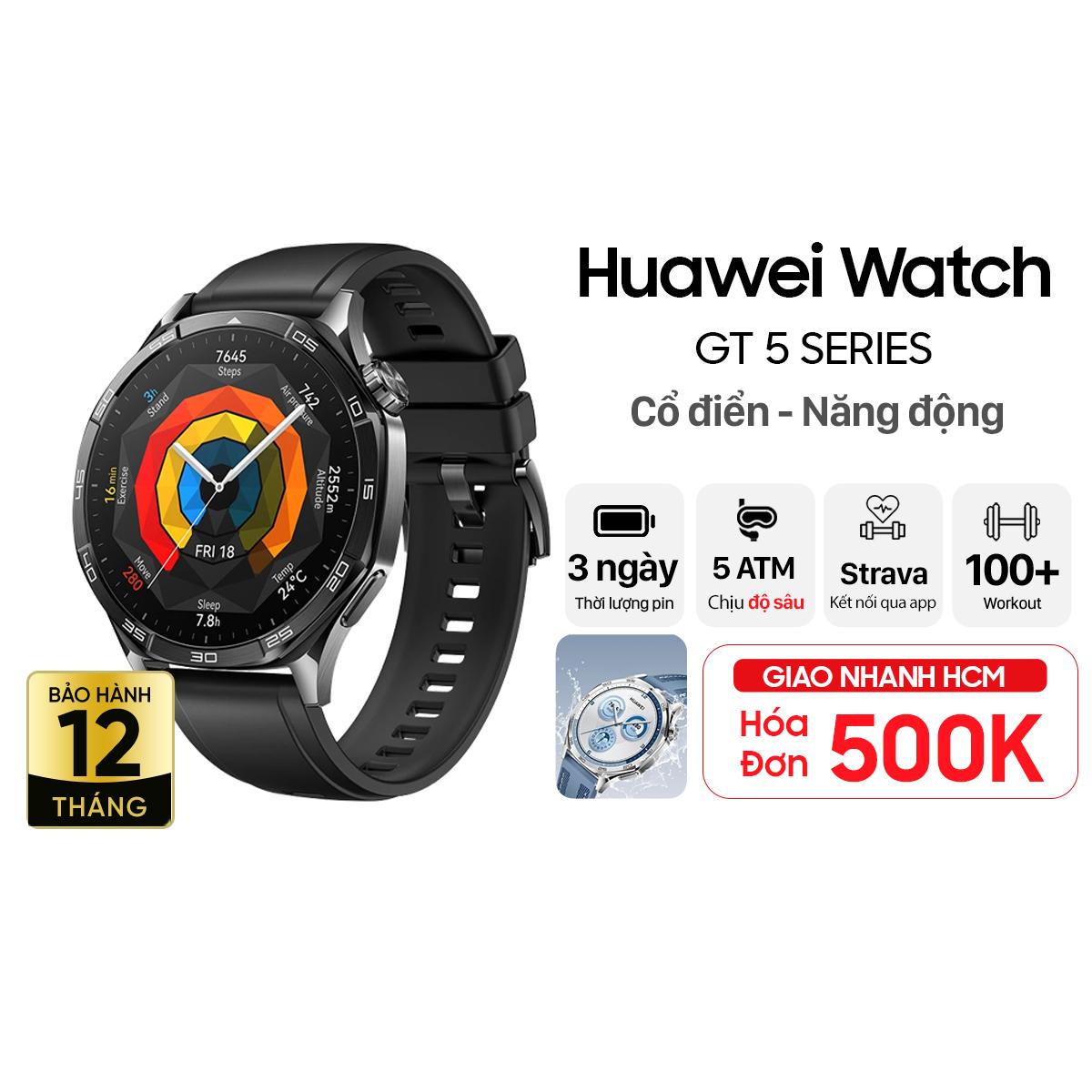 Đồng hồ thông minh Huawei Watch GT5 46mm - Dây Silicone Chính Hãng