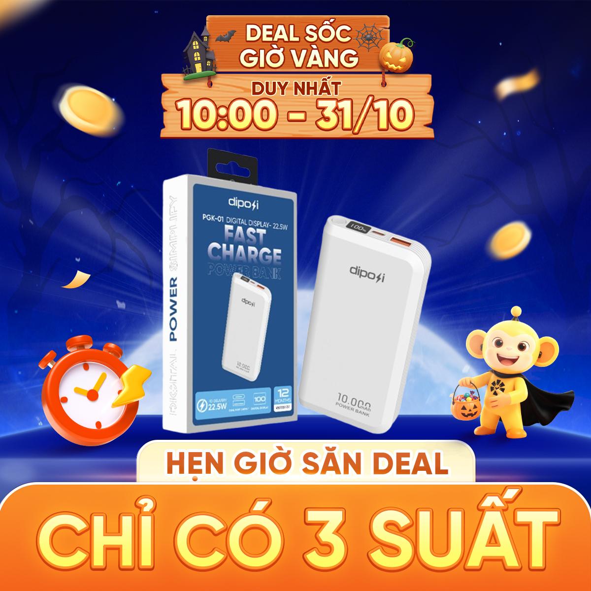 Pin Sạc Dự Phòng DIPOSI DiPow Digital Display 10000mAh Sạc Nhanh 22.5w PGK-01 Chính Hãng