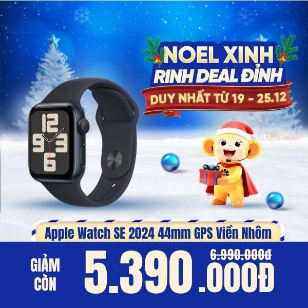 Apple Watch SE 2024 44mm GPS Viền Nhôm Dây Cao Su Chính Hãng Apple Việt Nam