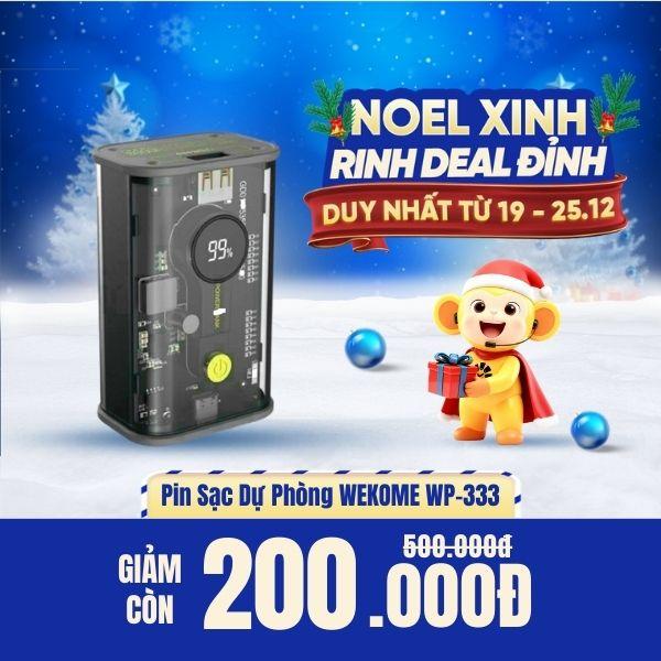Pin Sạc Dự Phòng WEKOME WP-333 10.000mAh 22.5W Có 2 Cổng Output 1C/1A, Thiết Kế Trong Suốt