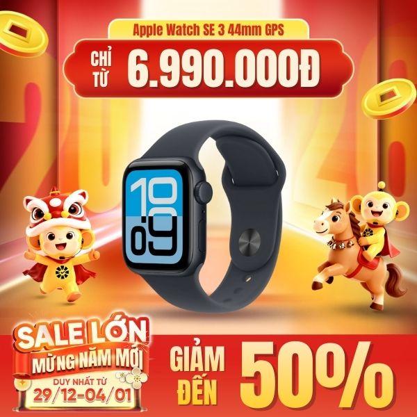 Apple Watch SE 3 44mm GPS Viền Nhôm Dây Cao Su Chính Hãng Apple Việt Nam