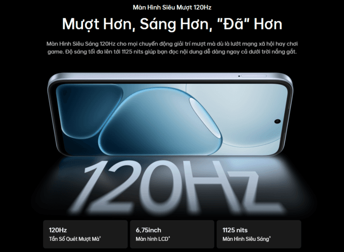 M&agrave;n h&igrave;nh si&ecirc;u mượt 120Hz