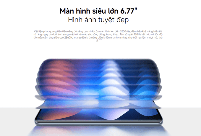 M&agrave;n h&igrave;nh AMOLED 6.77 inch s&aacute;ng