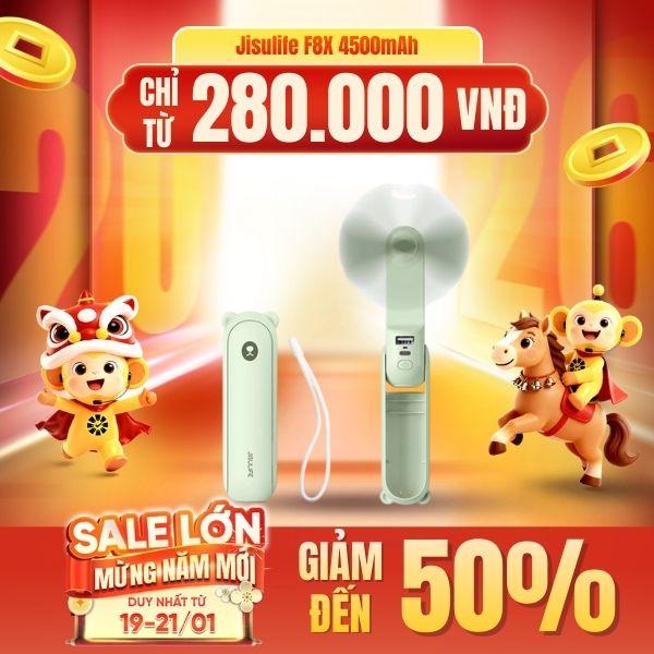 Quạt cầm tay mini 3 in 1 Jisulife F8X 4500mAh Chính Hãng