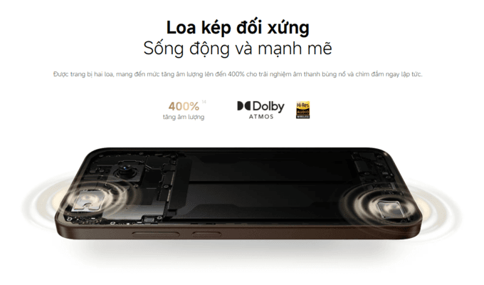 Sở hữu loa k&eacute;p đối xứng