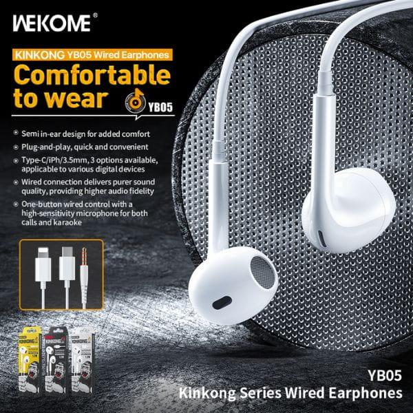 Tai Nghe Có Dây WEKOME YB05 Jack Type-C Chính Hãng