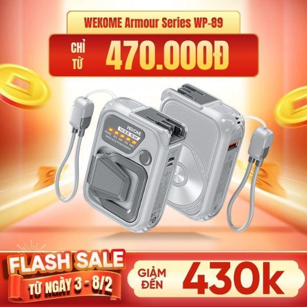 Pin Sạc Dự Phòng WEKOME Armour Series WP-89 10.000mAh 22.5W, Sạc Magsafe Kiêm Củ Sạc, Kèm Dây Sạc Type-C To Lightning