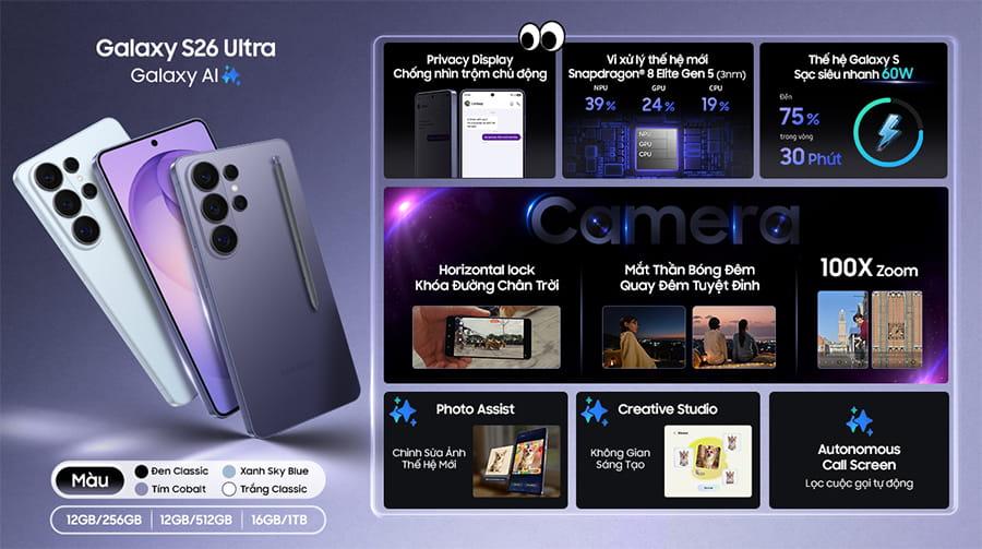 Samsung Galaxy S26 Ultra 12GB/256GB Chính Hãng - BHĐT