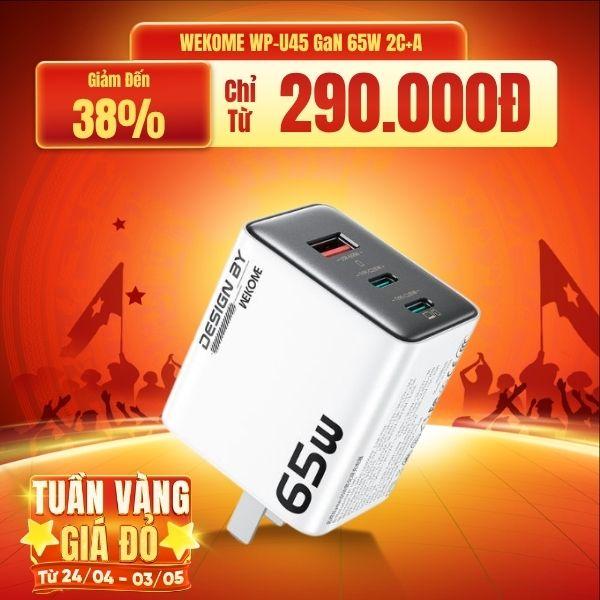 Củ Sạc WEKOME WP-U45 GaN 65W 2C+A