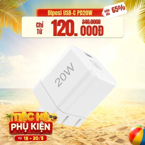 Củ Sạc Nhanh Diposi USB-C PD20W Chính Hãng