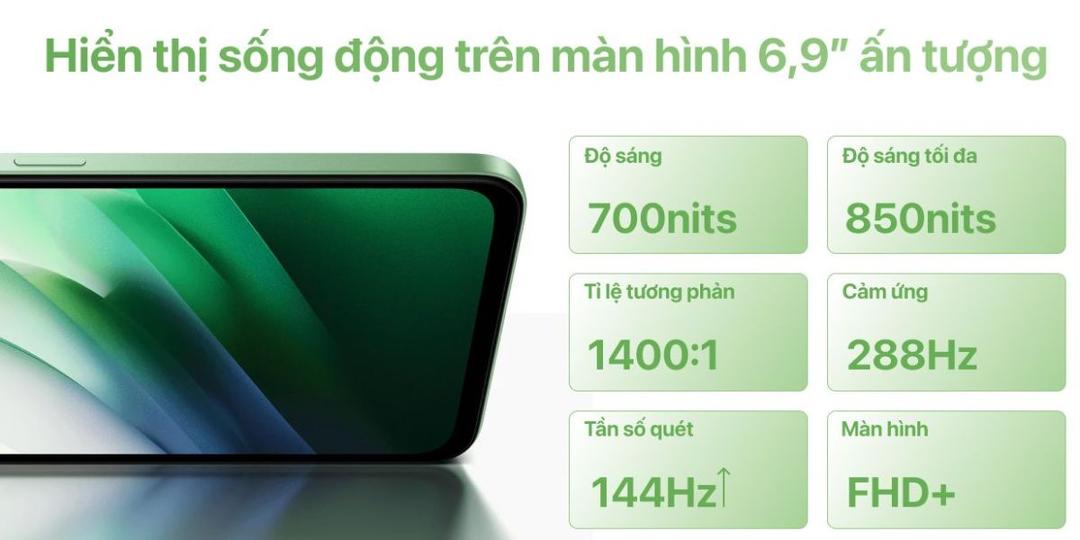 M&agrave;n h&igrave;nh FHD+ 6,9 inch
