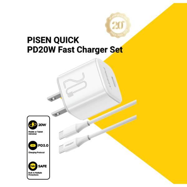 Củ Sạc Pisen Quick Mr White Tiny USB-C 20W Chính Hãng