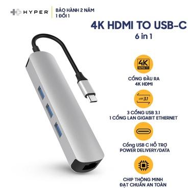 Cổng chuyển HYPERDRIVE 4K HDMI 6 IN 1 USB-C - Hàng Chính Hãng Nguyên Hộp