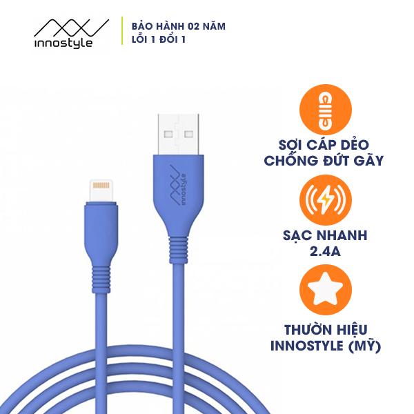 Cáp Innostyle Jazzy MFi 1.5M USB-A to LIGHTNING Chuẩn MFi Cho iPhone (Hàng Chính Hãng)