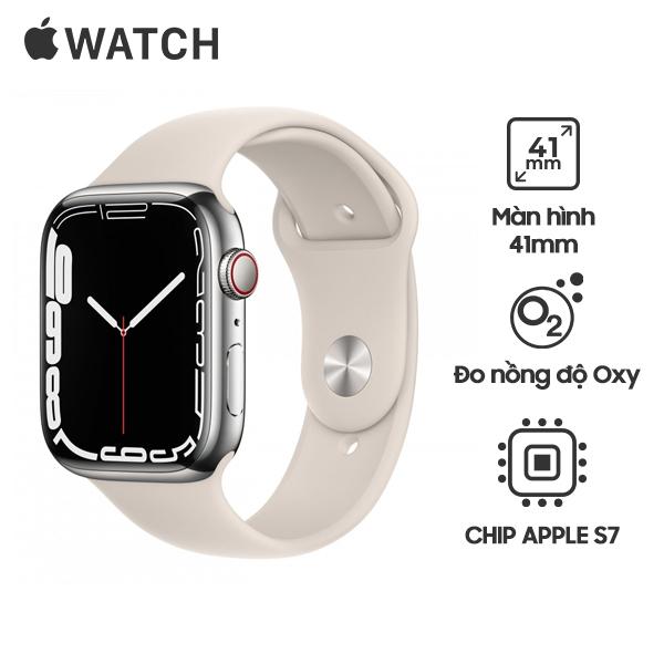 Apple Watch Series 7 41mm LTE Viền Thép Dây Cao Su Chính Hãng