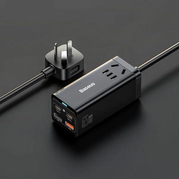 Sạc Nhanh Baseus 65W GaN3 Pro Desktop Powerstrip 5 in 1