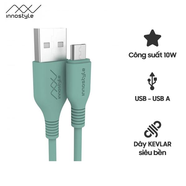 Cáp Innostyle Jazzy 10W USB-A to Micro 1.2M Chuẩn MFi (Hàng Chính Hãng)