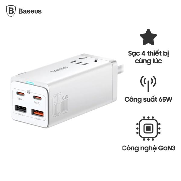 Sạc Nhanh Baseus 65W GaN3 Pro Desktop Powerstrip 5 in 1
