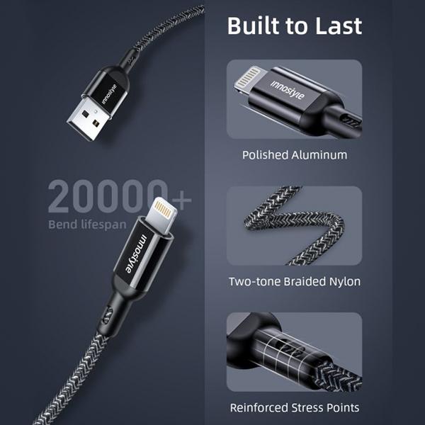 Cáp Innostyle Powerflex USB-A to Lightning MFI 1.5m