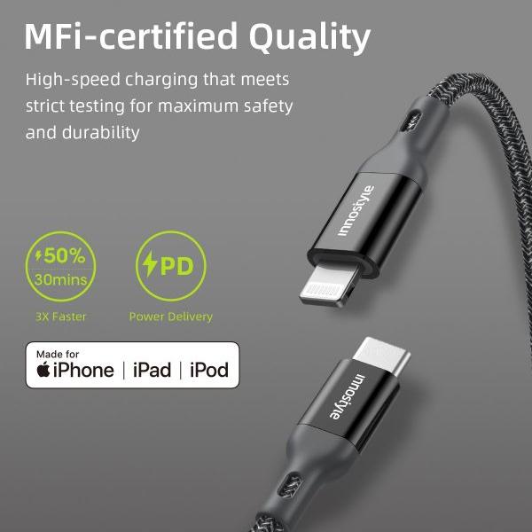 Cáp Innostyle Powerflex USB-C to Lightning MFI 1.5m
