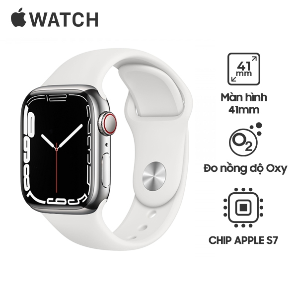 Apple Watch Series 7 41mm LTE Viền Thép Dây Cao Su Chính Hãng VN/A