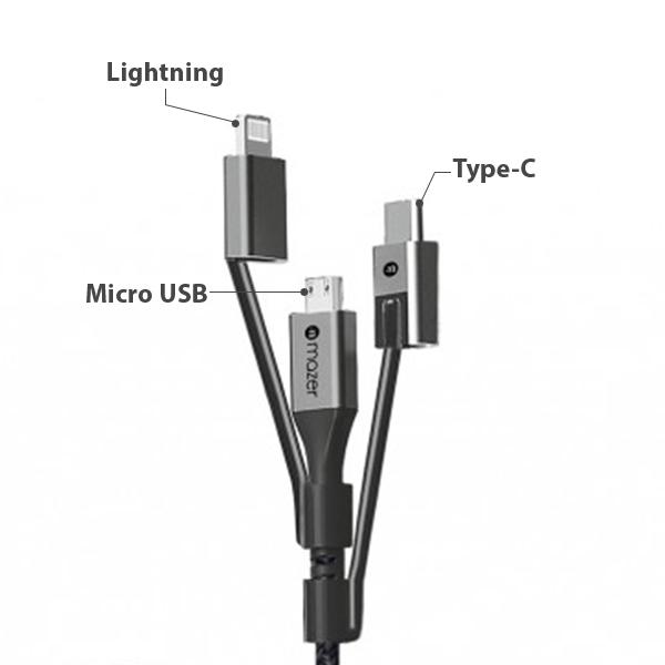 Dây Cáp Mazer Power Link II 3 in 1 USB Fast Charging 1M