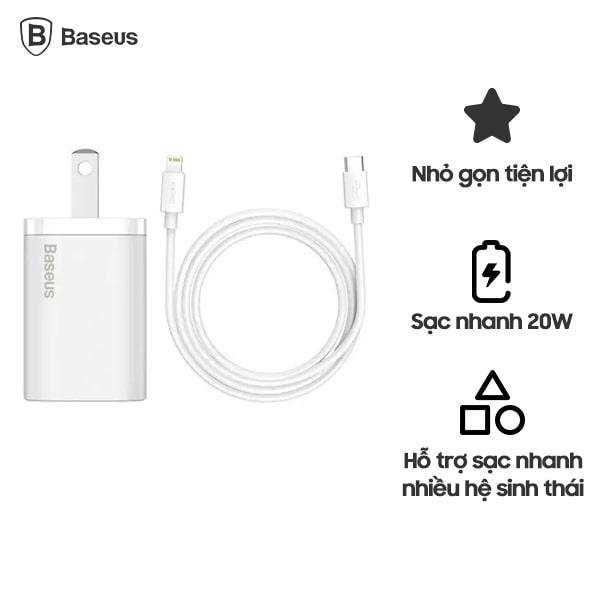 Bộ Sạc Kèm Cáp BASEUS Super Si Quick Charger 20W